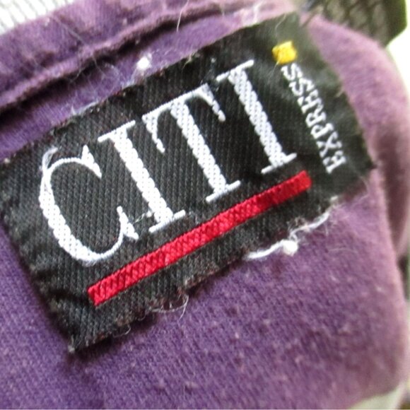 Vintage Henley Shirt Large Citi Express Mens Two-Tone Polo Shirt Purple & Gray - Picture 6 of 7